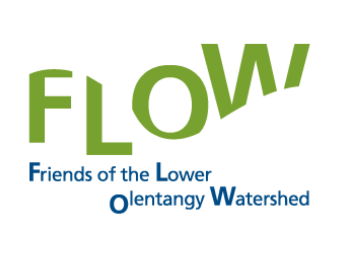 Navy and green Friends of the Lower Olentangy Watershed (FLOW) logo. Volunteer opportunity details in caption.