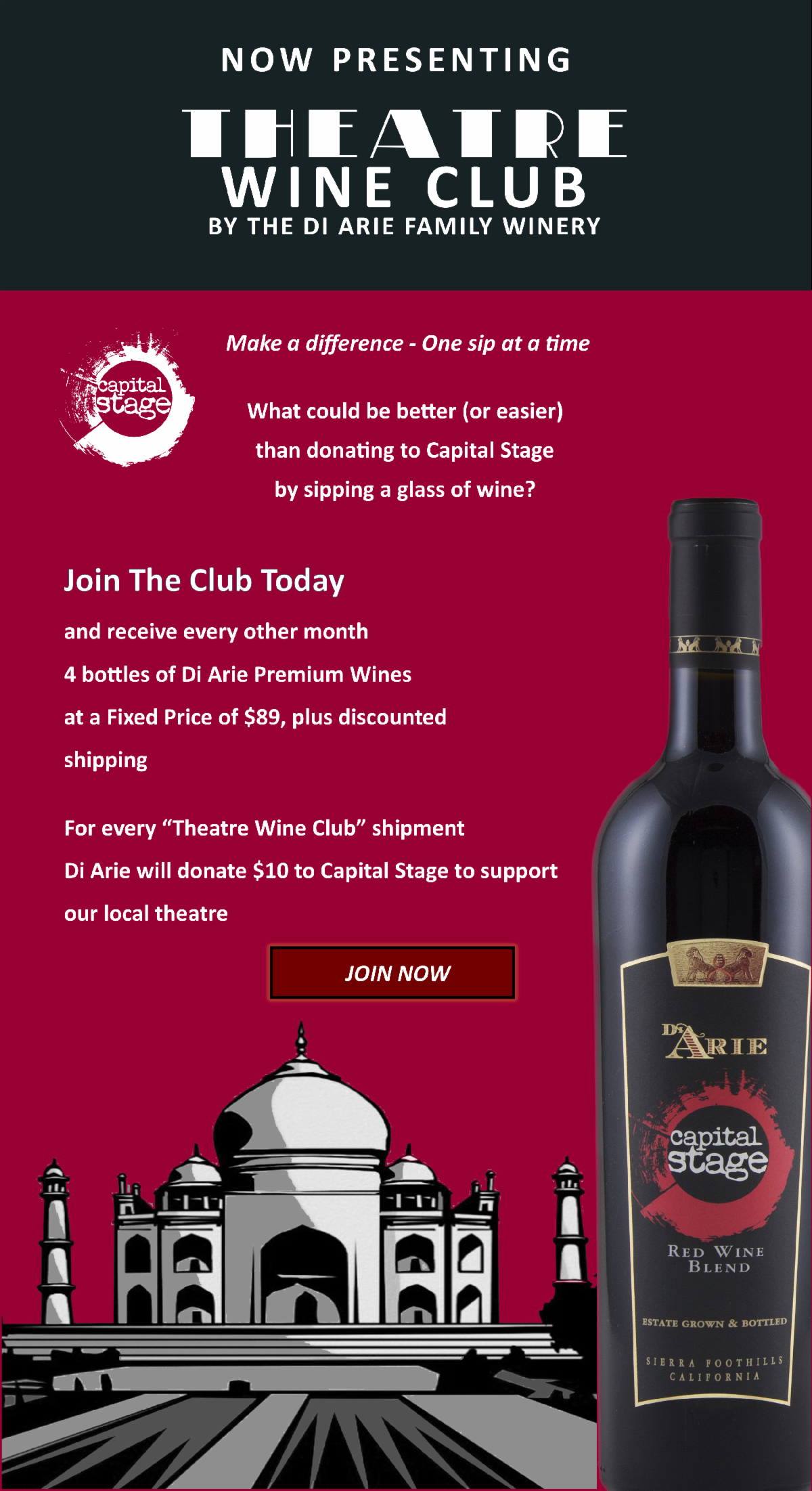 CapStage Theatre Wine Club from Di Arie Vineyard & Winery