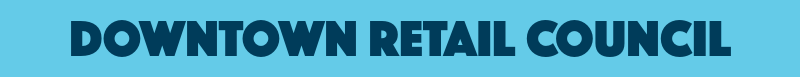 Light blue background with the words "downtown retail council" in dark blue