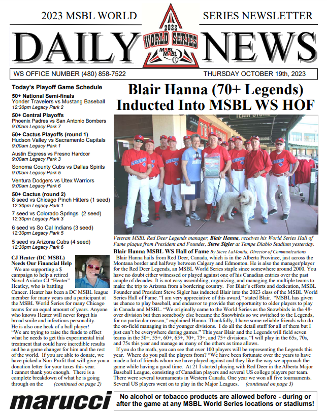 msbl-world-series-daily-news-thursday-october-19-2023