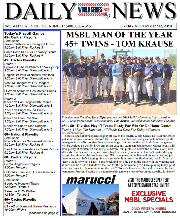 msbl-world-series-daily-news-friday-november-1-2019