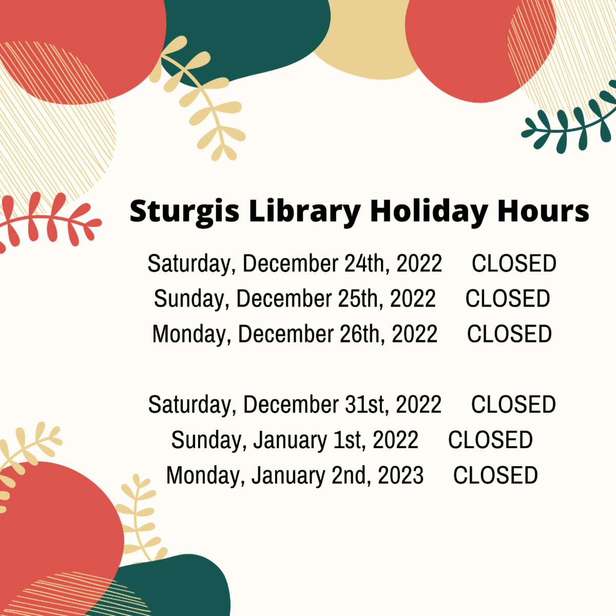 December 2022 Sturgis Library