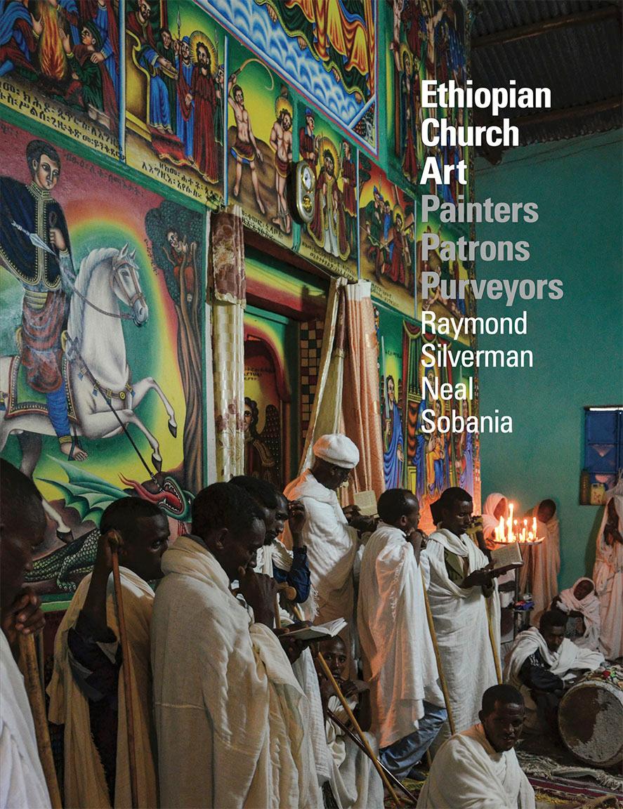 Cover of book with photo of an Orthodox church service with mural paintings in the background