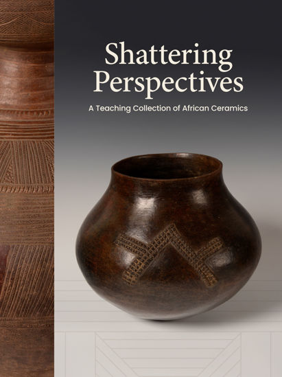A blackened ceramic vessel
