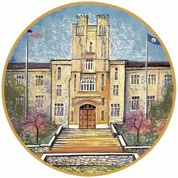 Our Burruss Hall Ornament by P. Buckley Moss