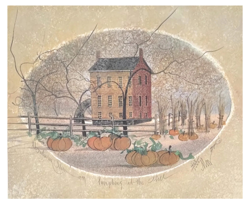 Pumpkins at the Mill by P. Buckley Moss