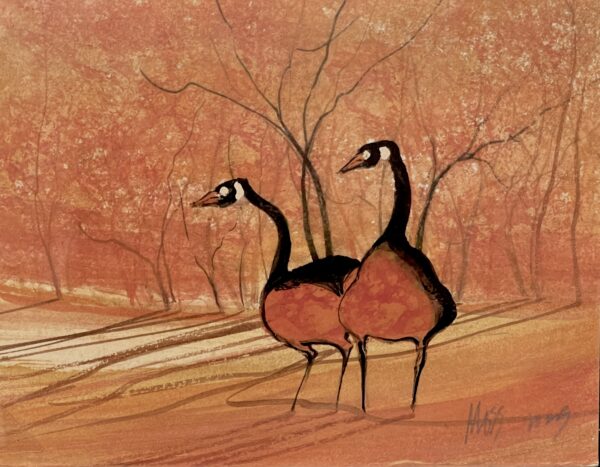 Geese Pair Painting by P. Buckley Moss