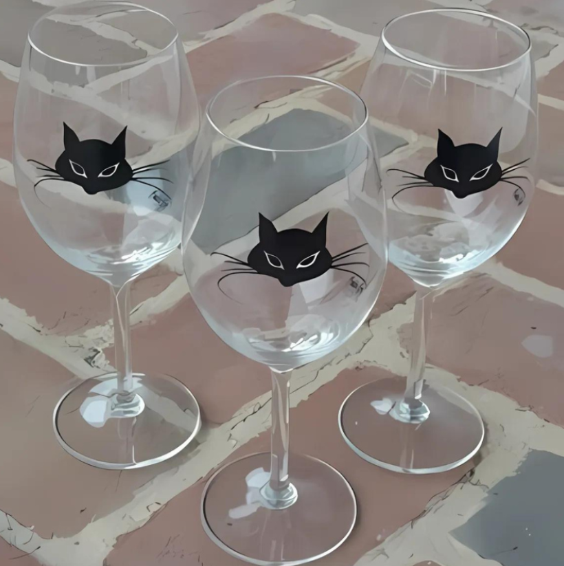 Black Cat Wine Glasses