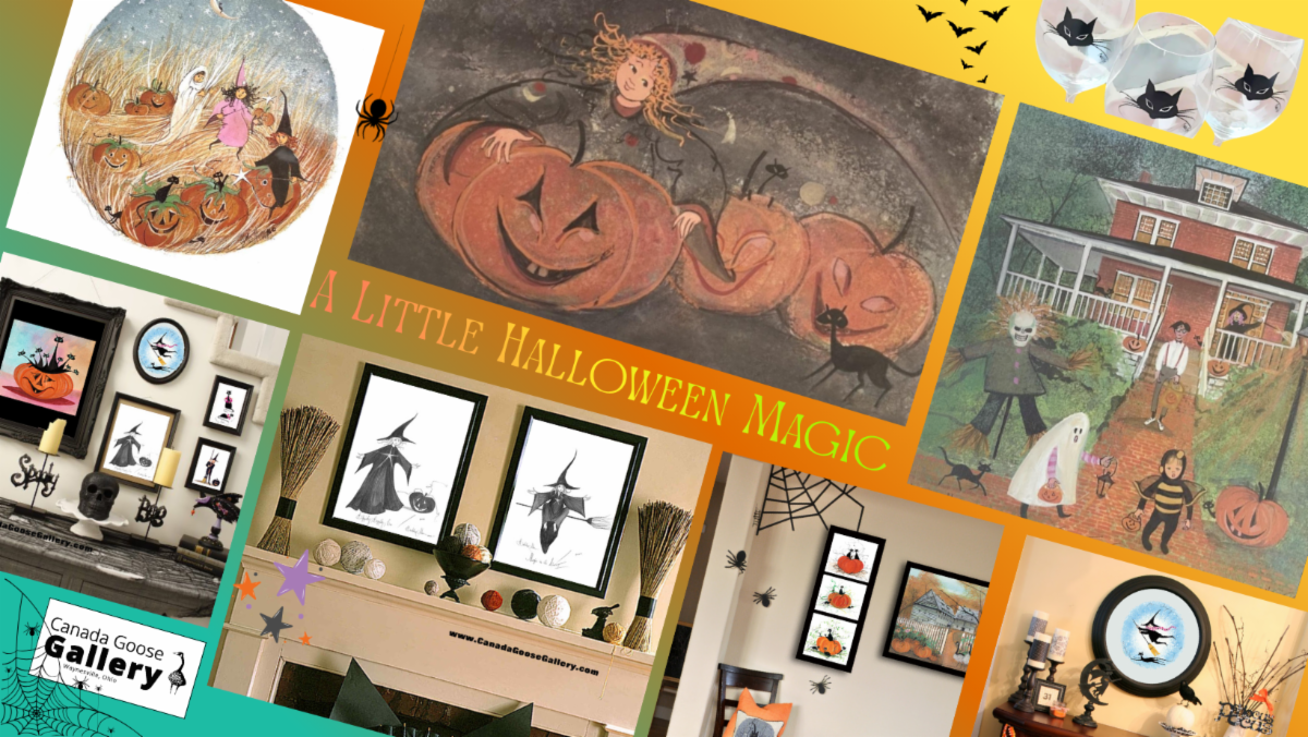 A Little Halloween Magic featuring P. Buckley Moss Halloween art