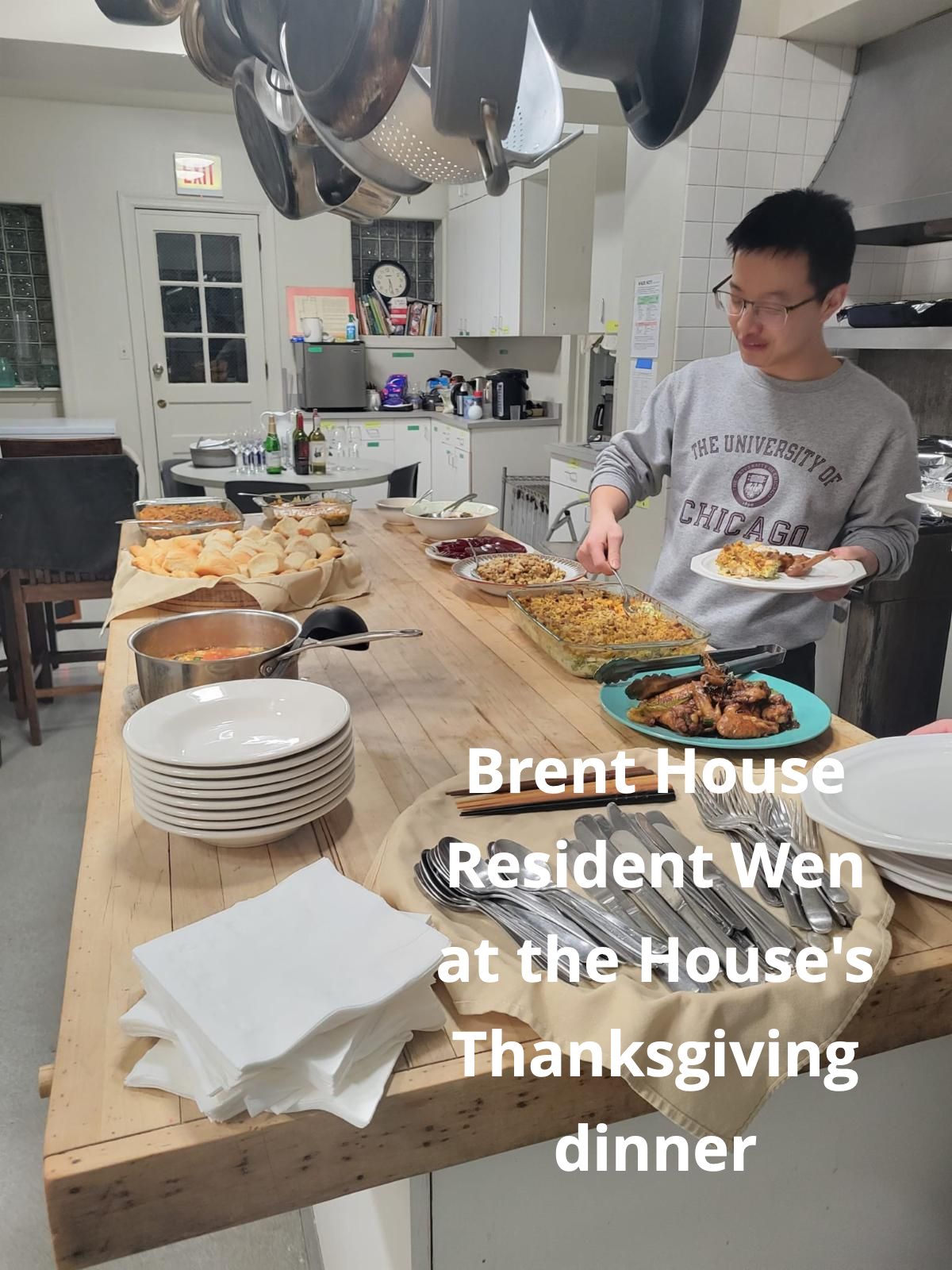Brent House Resident Wen at the House's Thanksgiving dinner