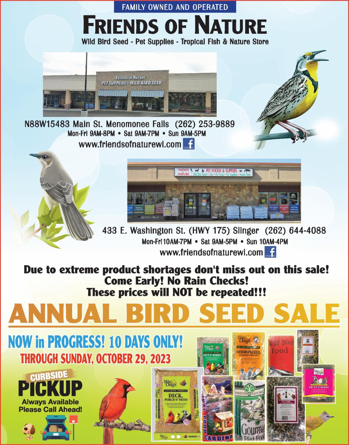 ANNUAL BIRD SEED SALE
