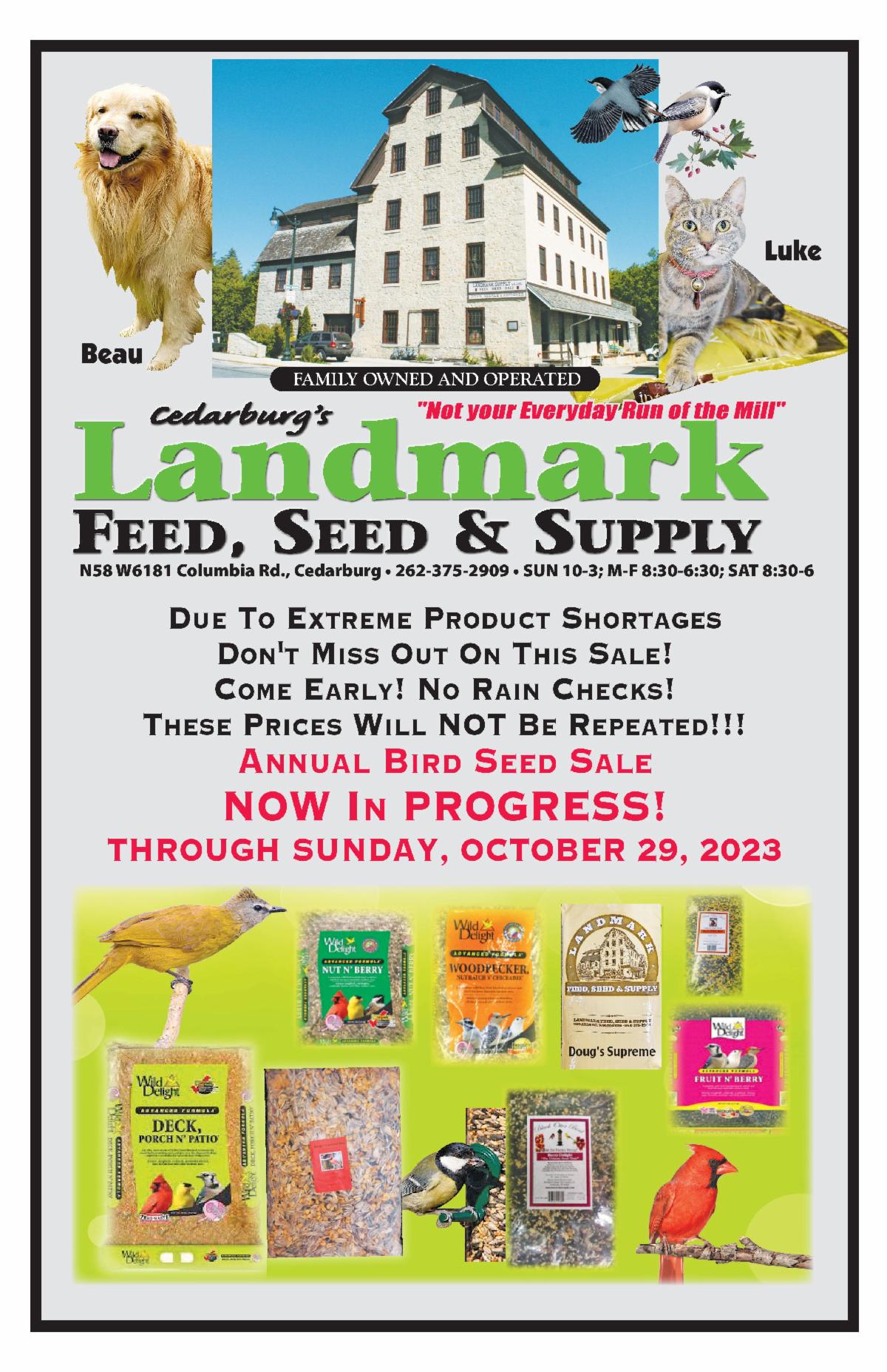 ANNUAL BIRD SEED SALE