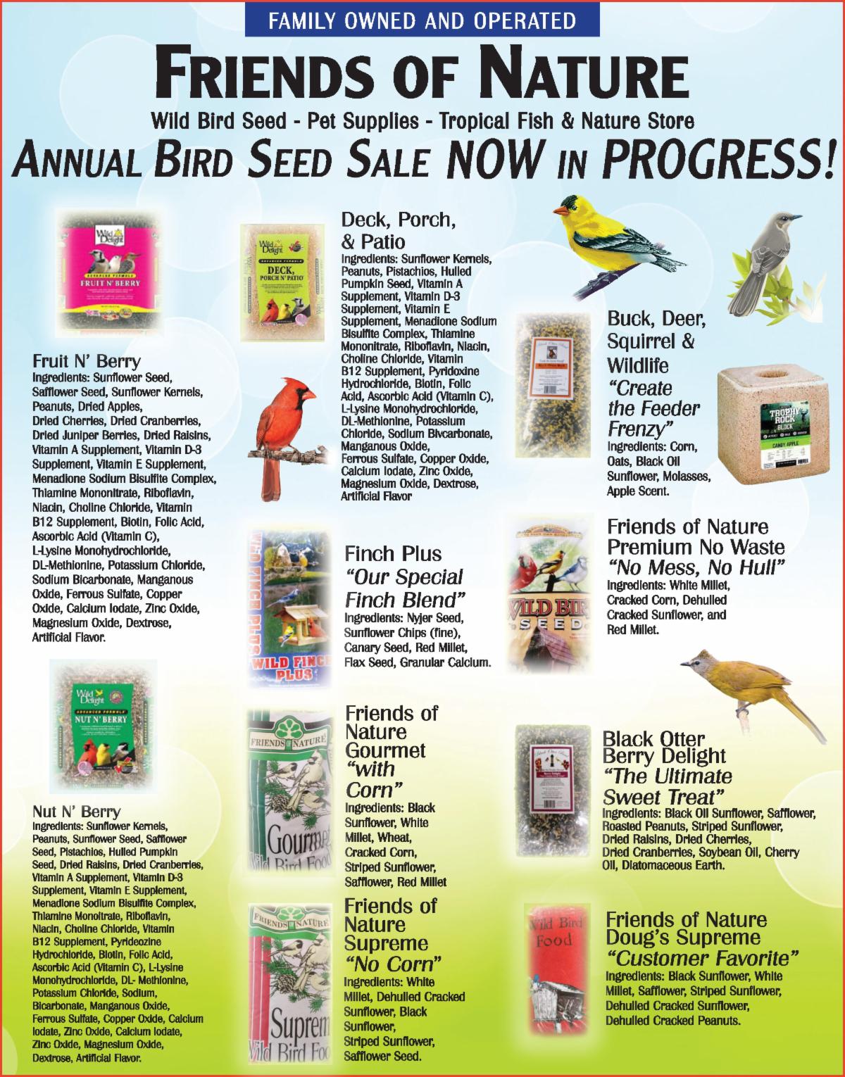 ANNUAL BIRD SEED SALE