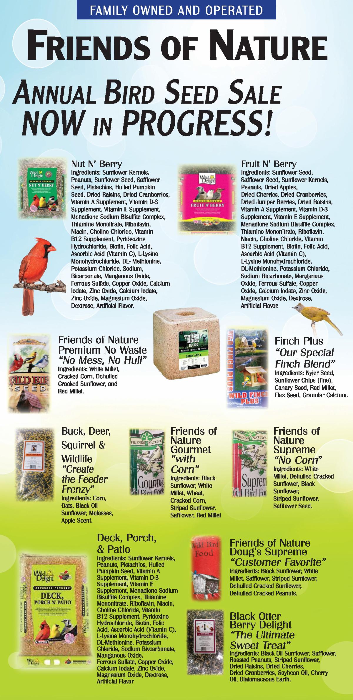ANNUAL WILD BIRD SEED SALE