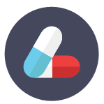 A red pill and a blue pill.