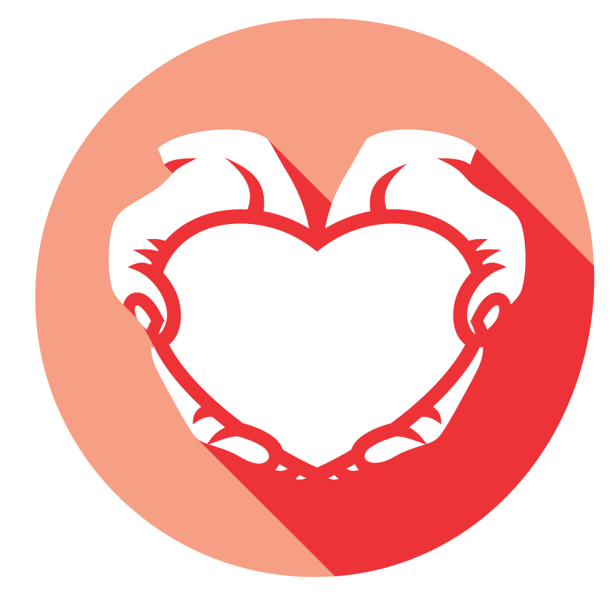 Two hands holding a shape of a heart.