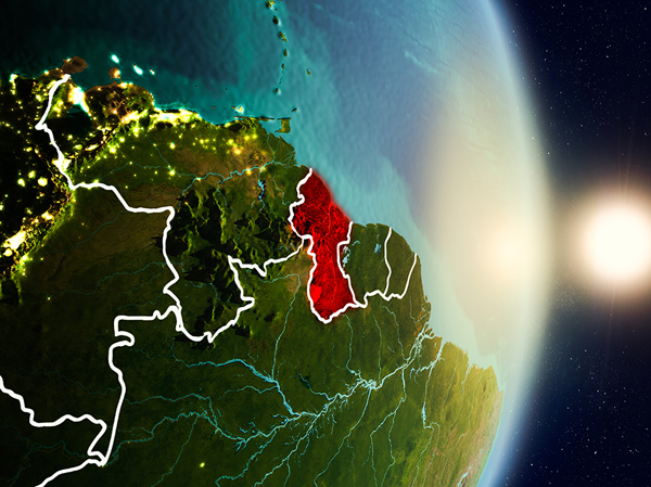 Guyana on map - 123RF