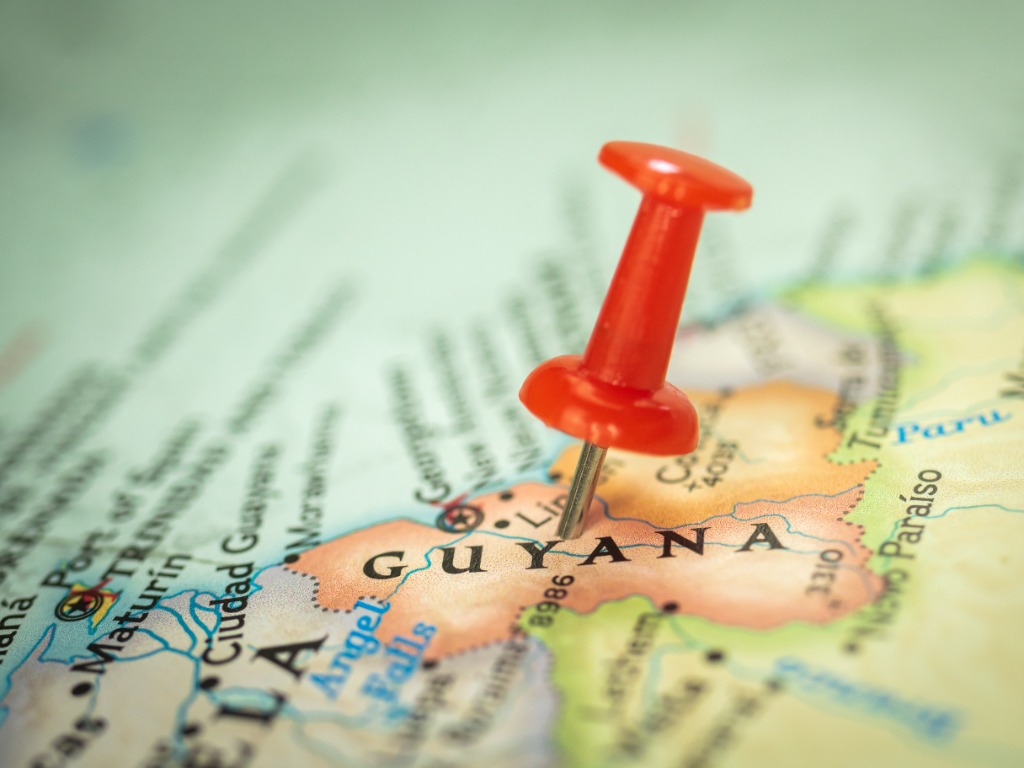 Guyana On Map - 123RF