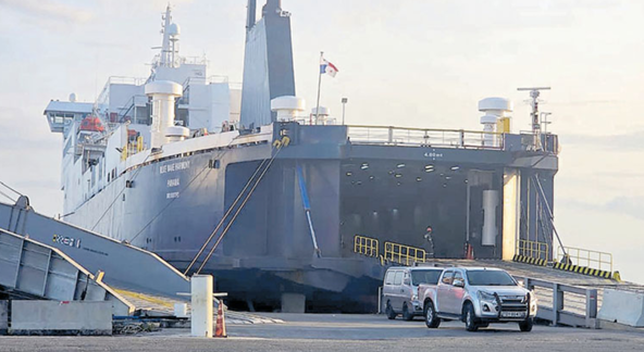 The Blue Wave Harmony docked at the Port-of-Spain ferry terminal on Tuesday. PHOTO BY ROGER JACOB