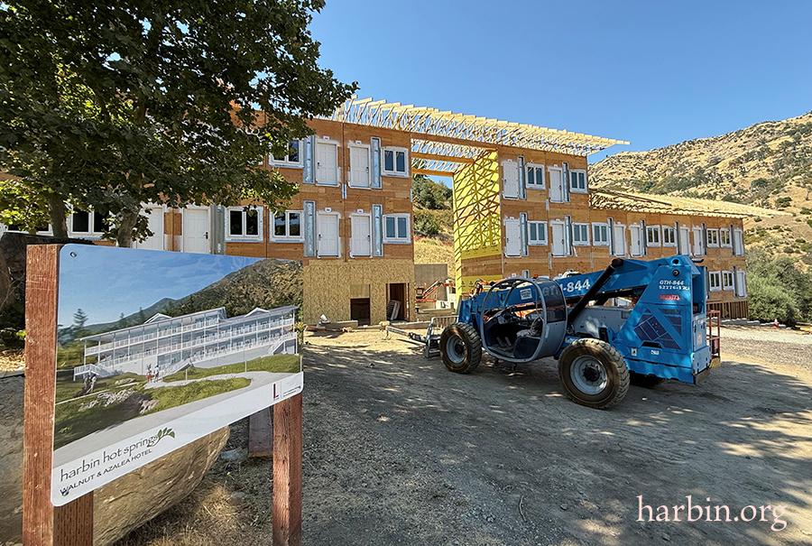 hotel construction with architectural drawing