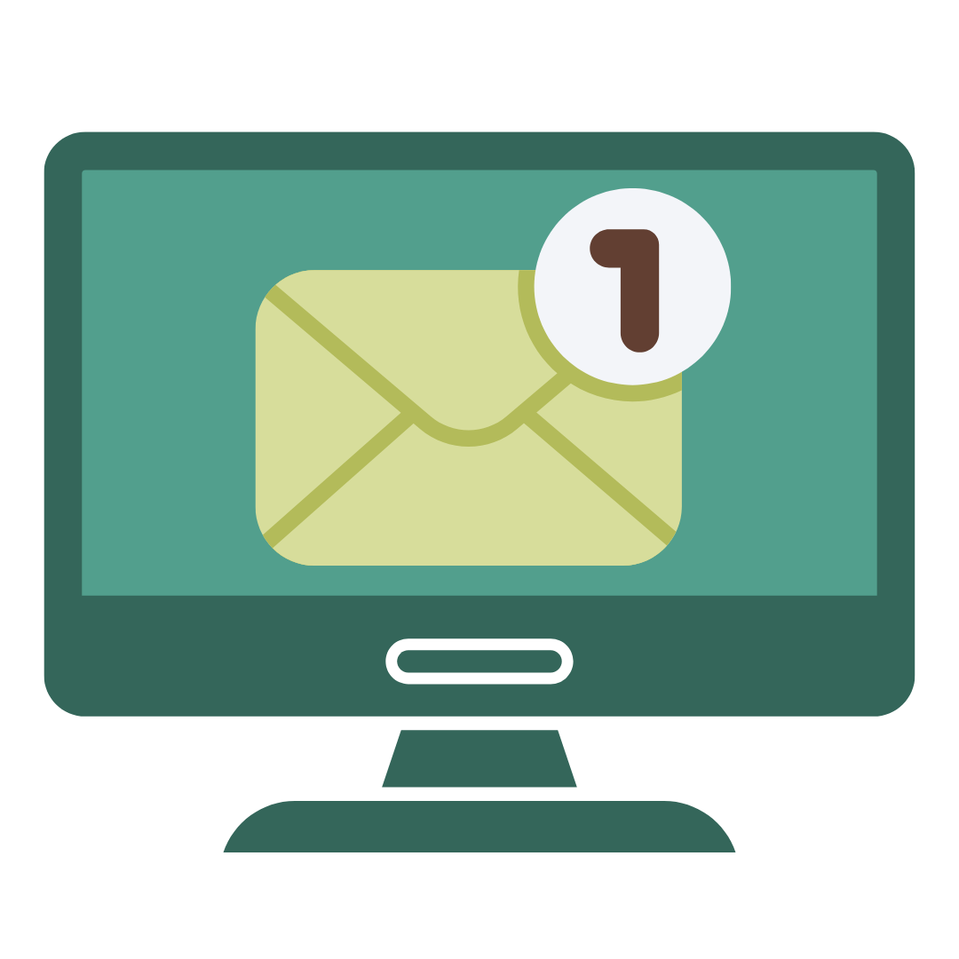 Compute monitor with an email icon on the screen