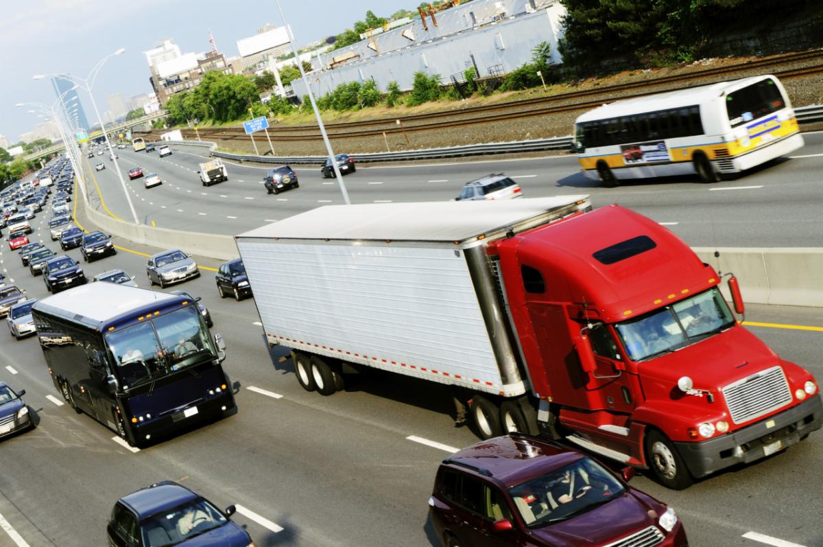 Trucks on a highway.