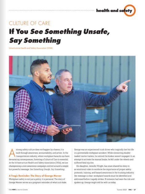The first page of the article in Private Motor Carrier Magazine about IHSA