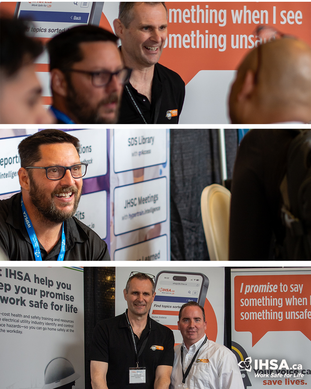 IHSA staff speak with conference attendees at the Association's booth.