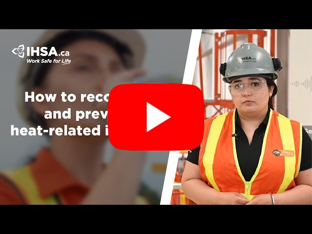 The thumbnail of IHSA's heat stress video safety talk.