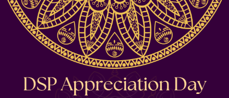 The DSP appreciation day logo is gold and deep purple.
