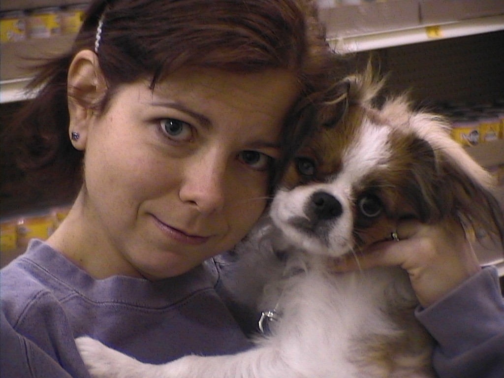 Sharon with her first Japanese Chin, Captain