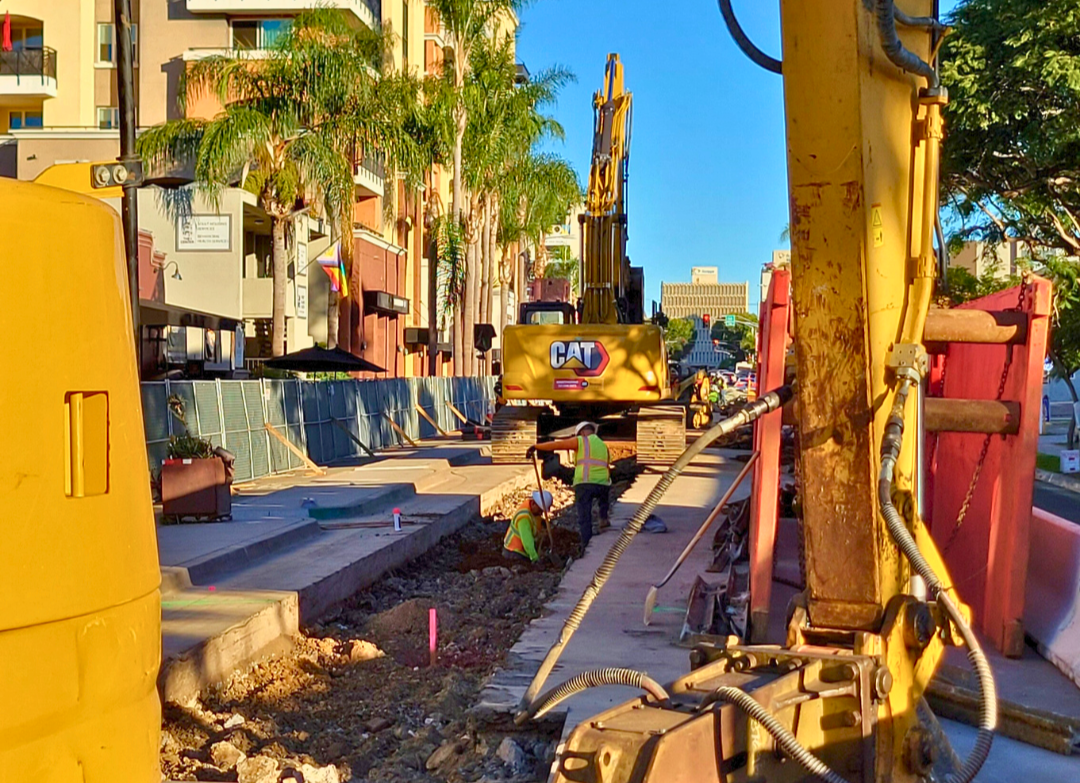 Construction on 5th Avenue in Hillcrest.
