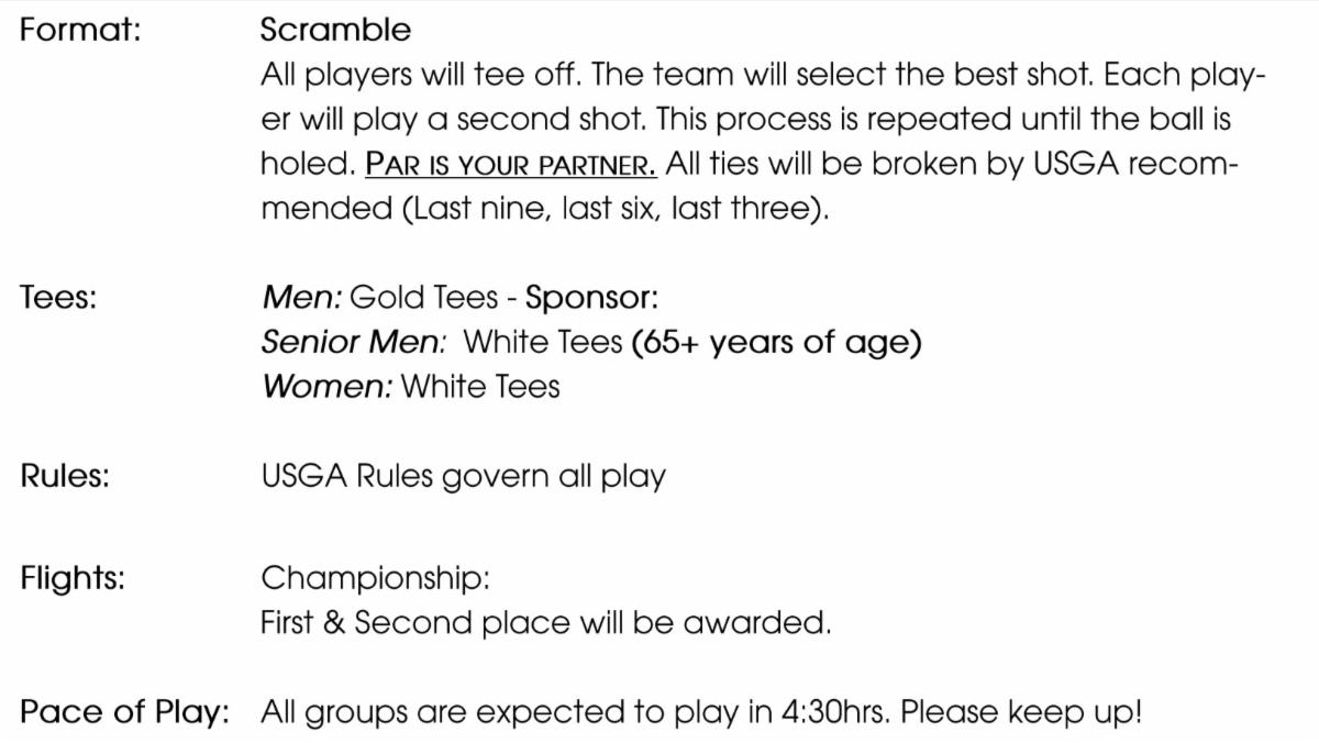 Golf Tournament Rules 2
