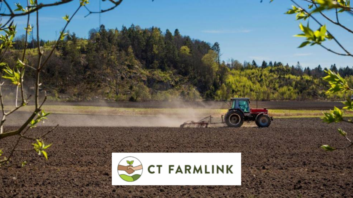 Tractor in field with CT FarmLink logo below