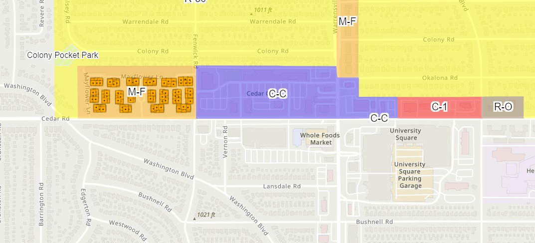 a portion of South Euclid's zoning map