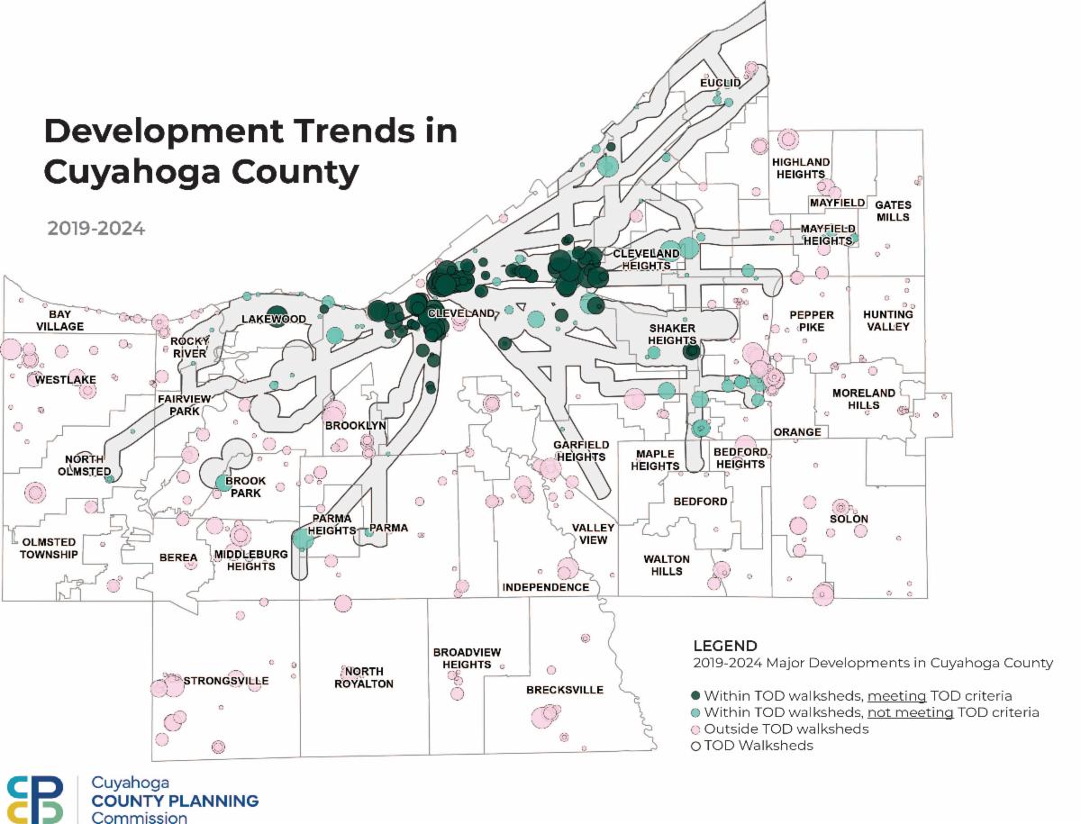 map of TOD trends in Cuyahoga County