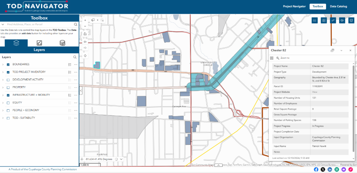 screenshot of the TOD Navigator