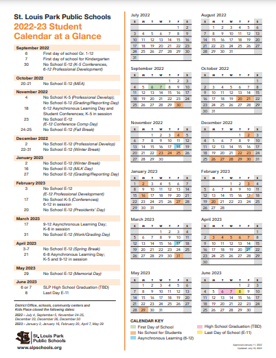22-23 At a glance calendar