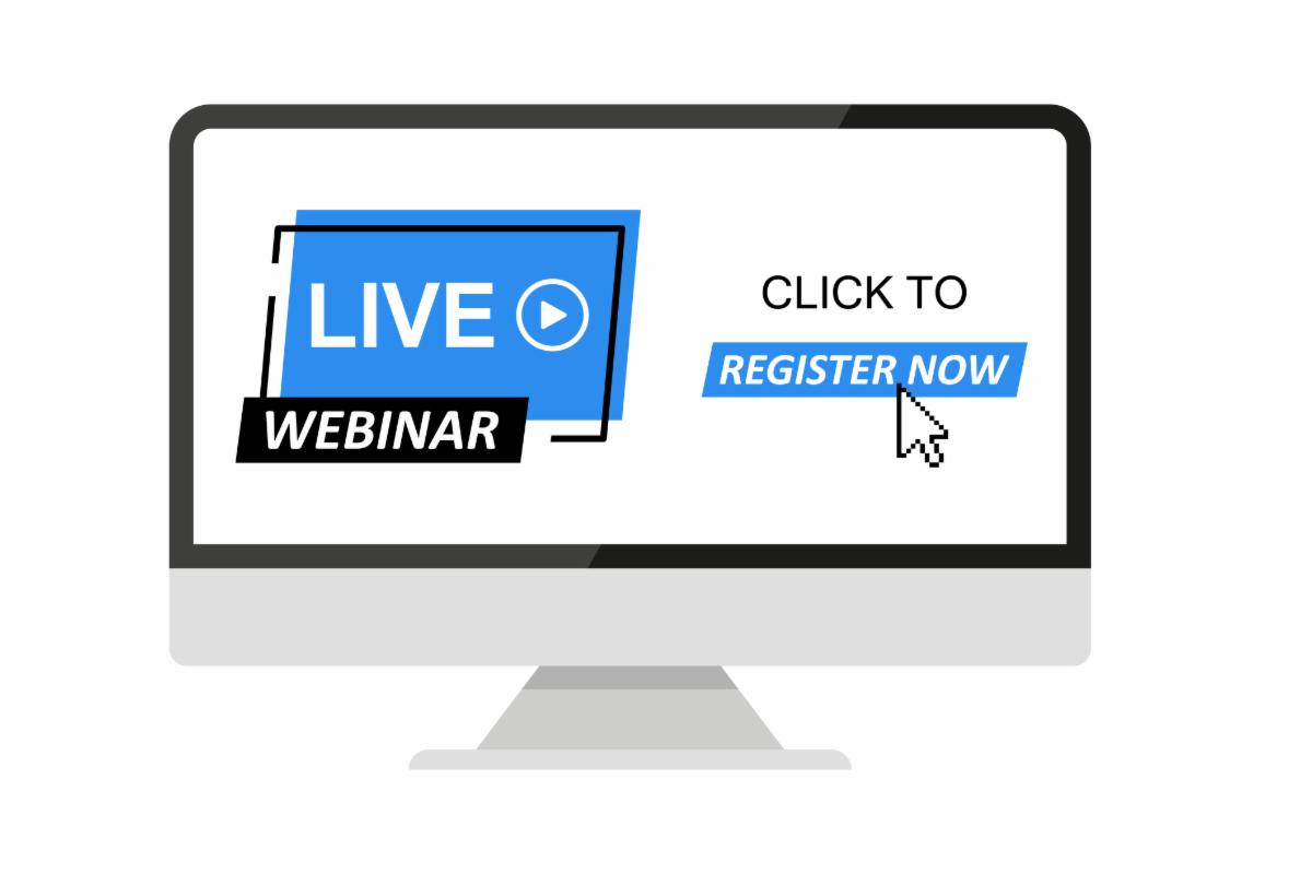Live webinar in computer. Online register on webinar.