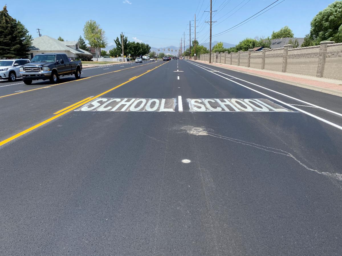 These lane lines and road markings are grooved in to the road to prevent being damaged by snow plows.