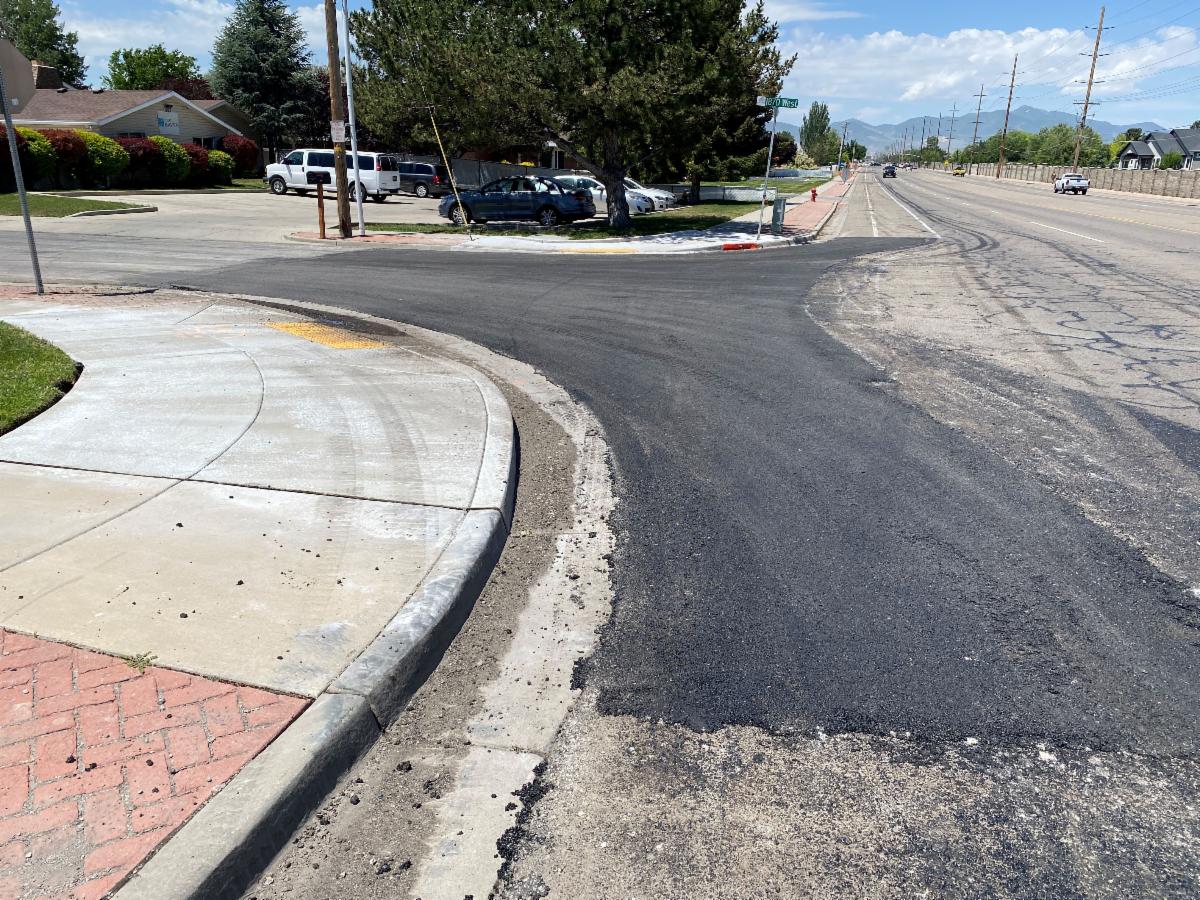 Crews have completed the ADA ramps at the intersections and installed the new asphalt on the side streets. Crews will start working on the mainline part of 9000 South tonight. 