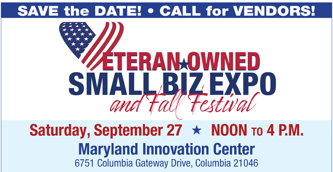 A save the date card for the County's Office of Veterans and Military Families' Veteran-Owned Small Biz Expo and Fall Festival on September 27 2025.