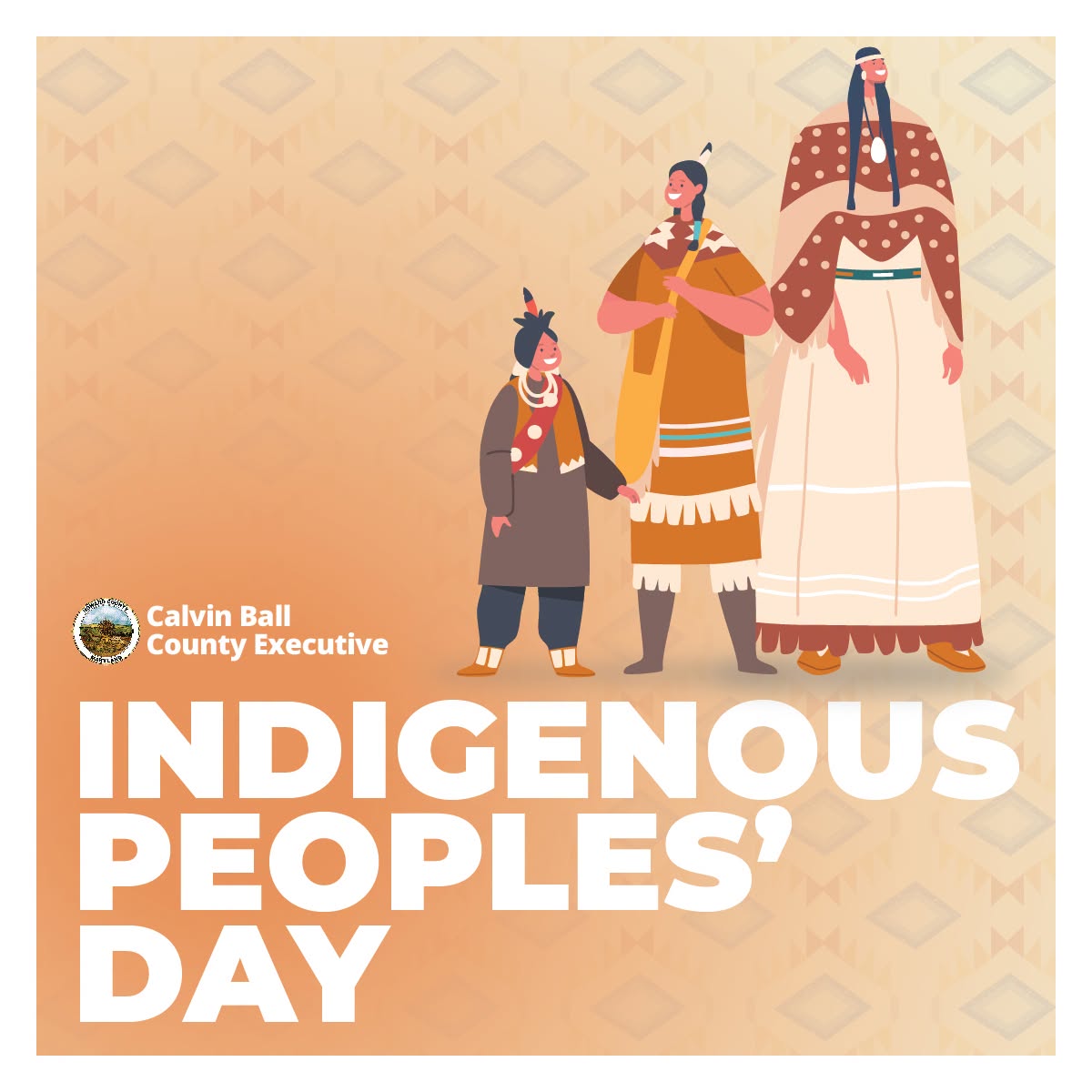 A graphic of an illustration of three Native Americans 