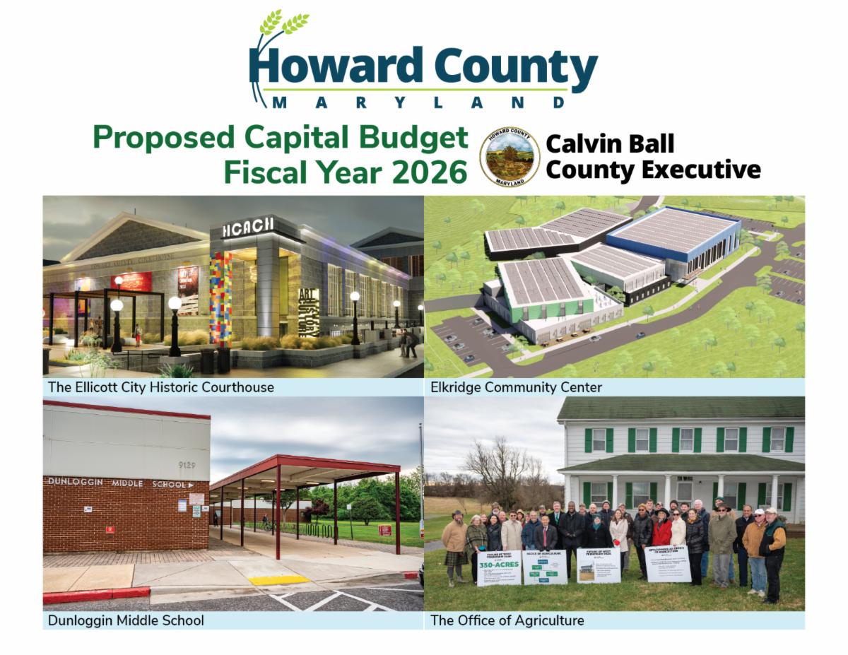 Cover of County Executive Calvin Ball's Porposed Fiscal Year 2026 Capital Budget.