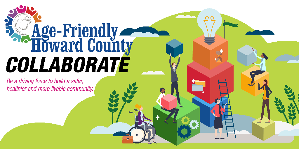 A graphic for Age-Friendly Howard County Collaborate.