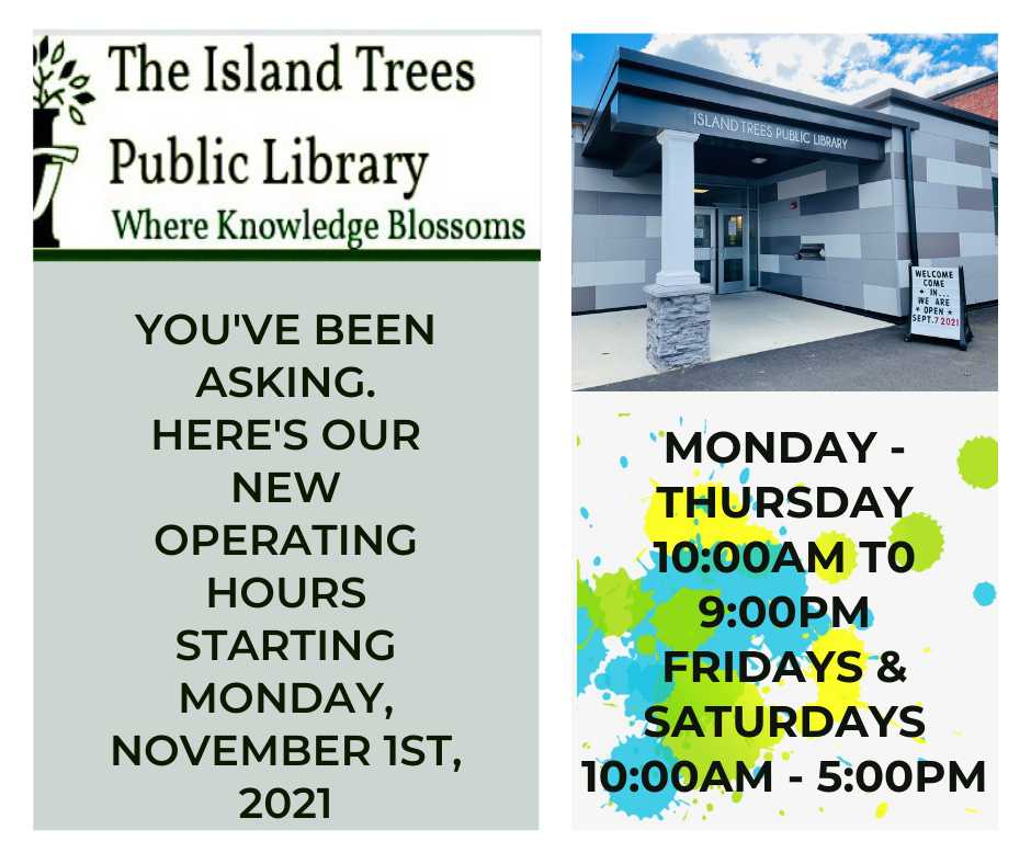 The Island Trees Public Library's December 2021 Monthly Bulletin