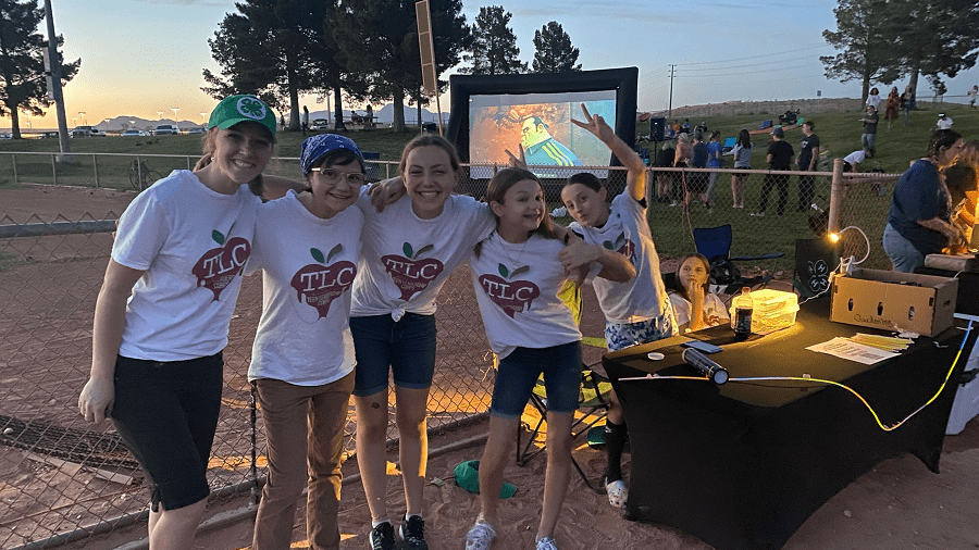 A group of Moapa Valley 4-H Teen Leadership Corps members hosting an outdoor movie to help raise money for the high school robotics team.