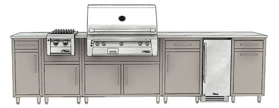 Professional 3D rendering of a custom outdoor kitchen