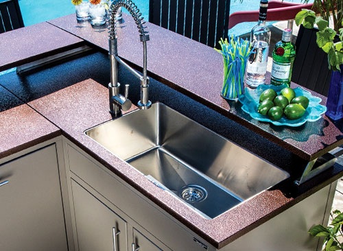 Outdoor kitchen sink and faucet