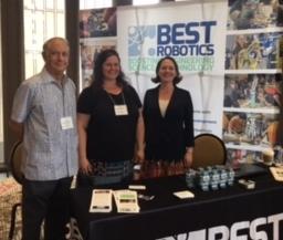 Photo of Jose Lopez, Tami Kirkland and BEST Director of Marketing and Communications, Deb Ellsworth manning the exhibit booth at GlobalMinded Conference in Denver.
